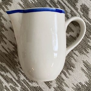 Gibson Housewares China Creamer Blue Stripe - Dishwasher And Microwave Safe